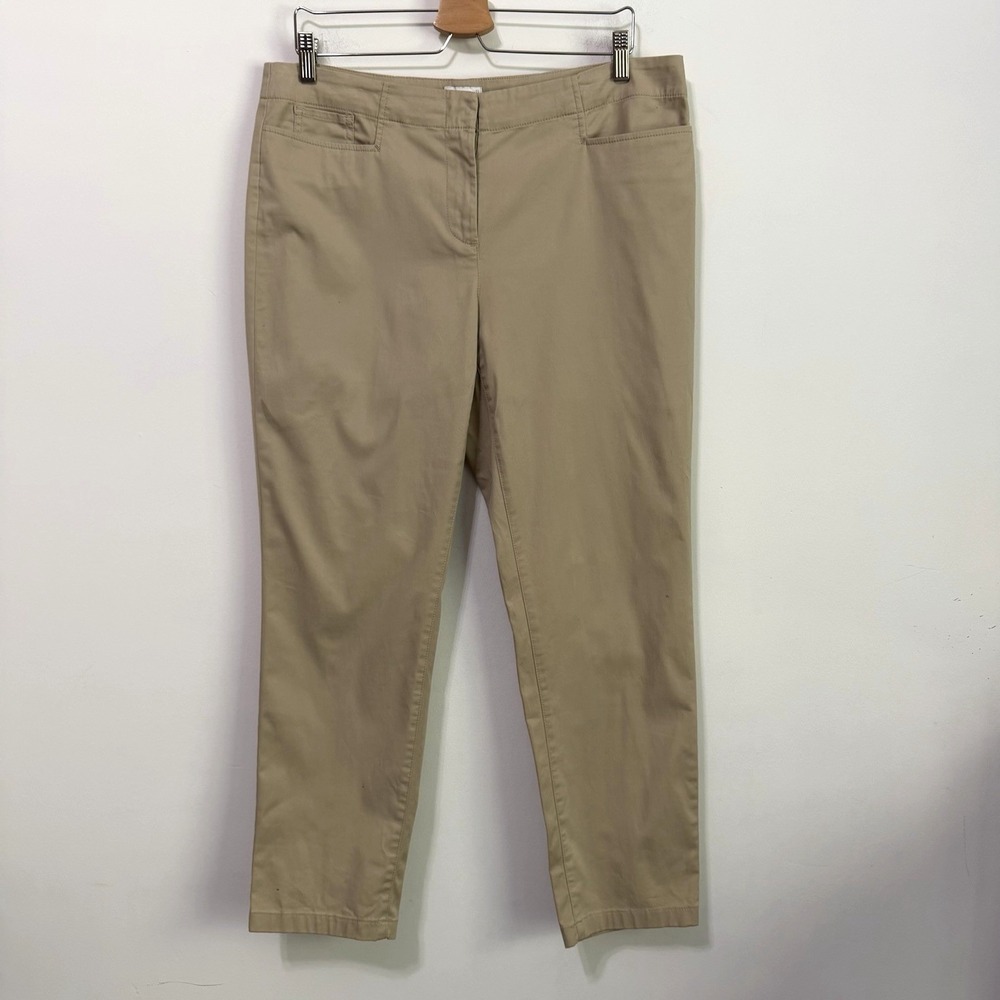 J Jill Live In Chino Pants 12 Cashew Khaki Straight Leg Stretch Casual NEW